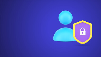 Personal account data privacy safety storage internet security member lock shield 3d icon vector