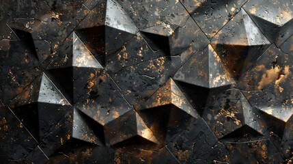 Abstract Geometric Pattern with Metallic Texture and Gold Accents - Modern Art Background