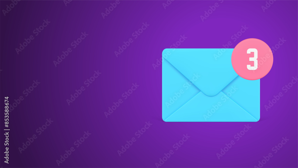 Poster incoming message three notification internet newsletter reminder online chatting 3d icon vector