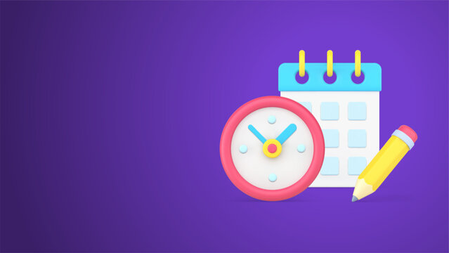 Time management event reminder business planning calendar tips work organization 3d icon vector