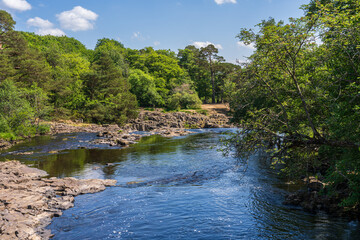 The Pennine Way and the River Tees between Low Force and High Force, near Bowlees, County Durham, England, UK