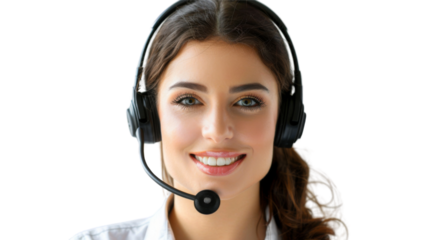 Operator call center, call agent on white background