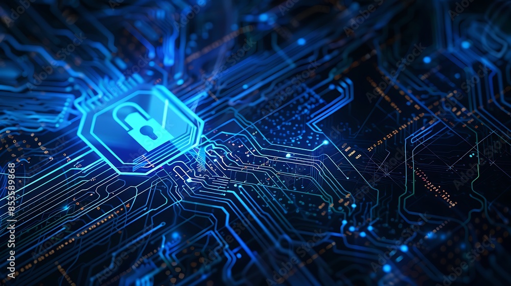 Aufkleber abstract tech graphics background and anti-hacking lock