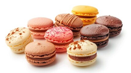 Obraz premium Macarons on a macaron board on a transparent white background.