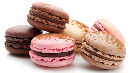 Fototapeta premium Macarons on a macaron board on a transparent white background.