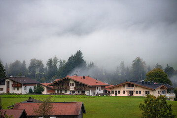 Misty morning at sunrise, Country side, Alps, Tyrol, Austria, Europe
