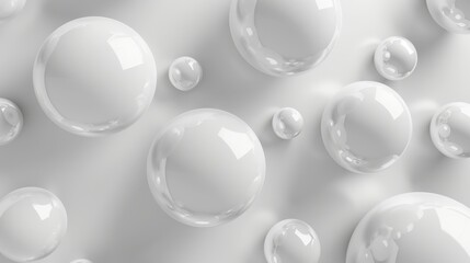 White glossy 3D bubbles abstract background. Modern, clean, and minimalistic design for various uses.