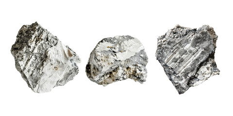 Set of raw raw asbestos, isolated on transparent white background