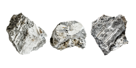 Set of raw raw asbestos, isolated on transparent white background