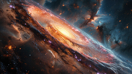 Minimalistic Supermassive Black Hole With Colorful Galaxies Spinning Around It Landscape Background