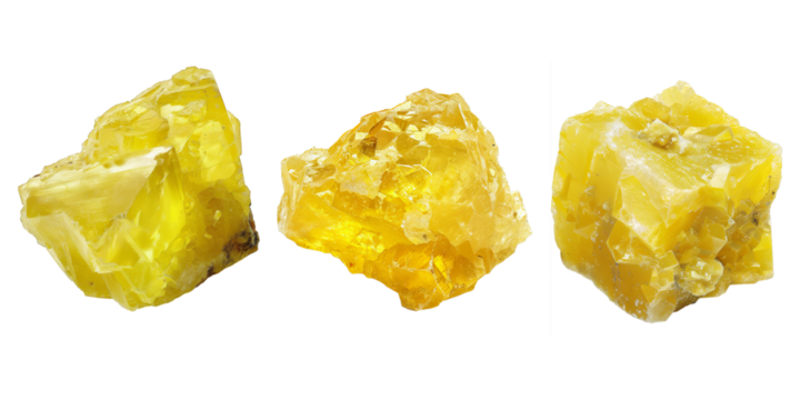 Set of raw sulfur, isolated on transparent white background