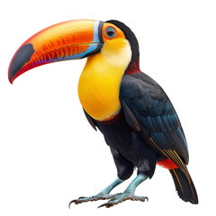 Fototapeta premium Colorful toucan with large beak on transparent background clipart