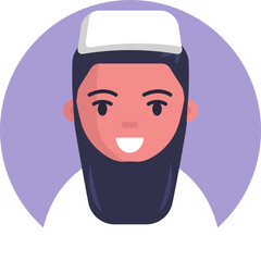 Illustration of a Muslim person in traditional attire, symbolizing Islamic faith and culture.