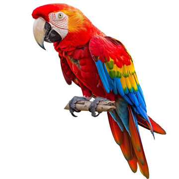 recommend clip art: Colorful parrot perched with vibrant feathers on transparent background clipart