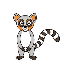 charming vector illustration of a ring-tailed lemur sitting with its striped tail.