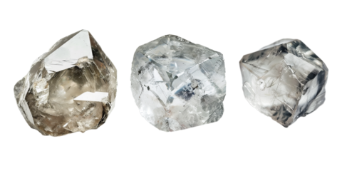 Set of raw diamond, isolated on transparent white background