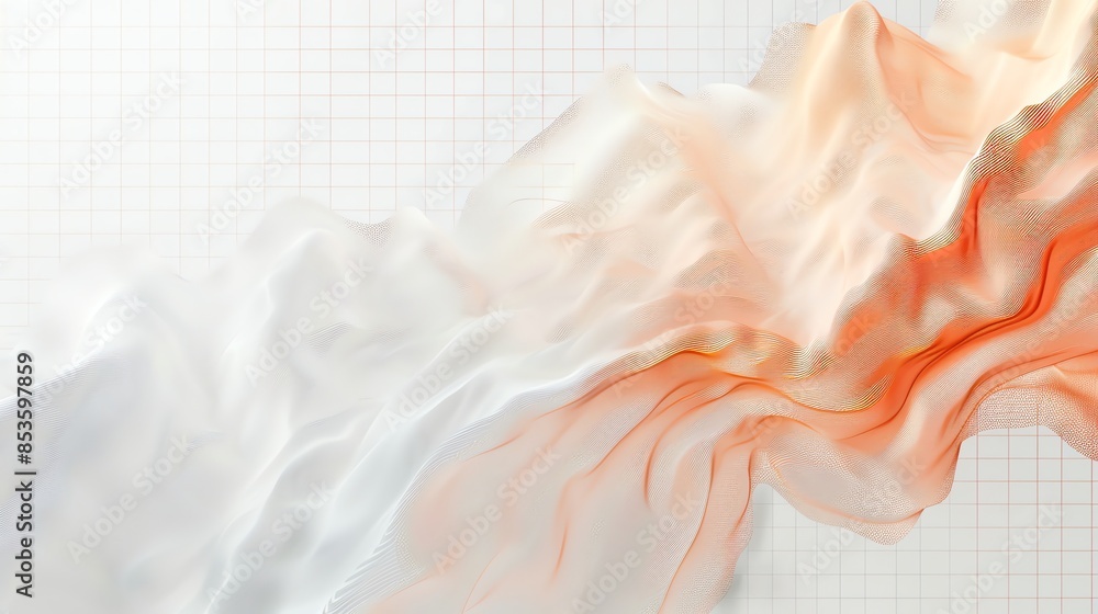 Aufkleber an abstract digital rendering of a flowing, translucent fabric with a gradient from white to orange,