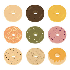 Fototapeta premium ベーグルのイラストセット
