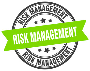 risk management stamp. risk management label on transparent background. round sign