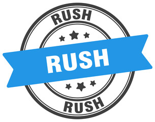 rush stamp. rush label on transparent background. round sign