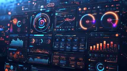 Obraz premium Laptop displaying charts and graphs for analyzing business accounting and statistics. Also, pertains to a modern UI/UX business website kit and admin interface
