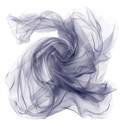 Tulle fabric swirling, realistic, ethereal appearance, isolated on white background transparent background