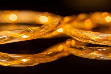 Abstract glowing code lines intertwined creating intricate shapes on black background