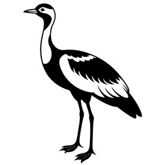 Elegant Arabian Bustard Bird Silhouette Vector Illustration Wildlife Design.