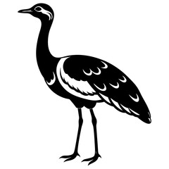 Elegant Arabian Bustard Bird Silhouette Vector Illustration Wildlife Design.