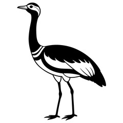Obraz premium Elegant Arabian Bustard Bird Silhouette Vector Illustration Wildlife Design.