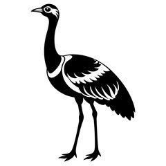 Elegant Arabian Bustard Bird Silhouette Vector Illustration Wildlife Design.