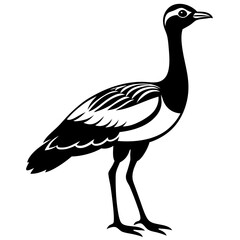 Elegant Arabian Bustard Bird Silhouette Vector Illustration Wildlife Design.