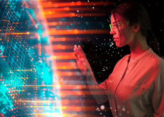 Young scientist discovering solution through AI technology