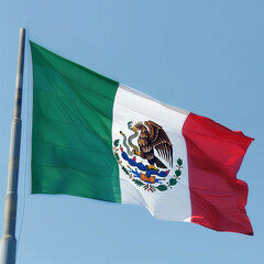 mexican waving flag in the wind