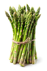 Bunch asparagus on white background, Selective focus