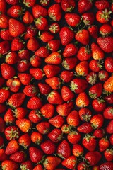 Garden strawberry texture background, strawberry fruits pattern, many strawberries mockup, ripe berries