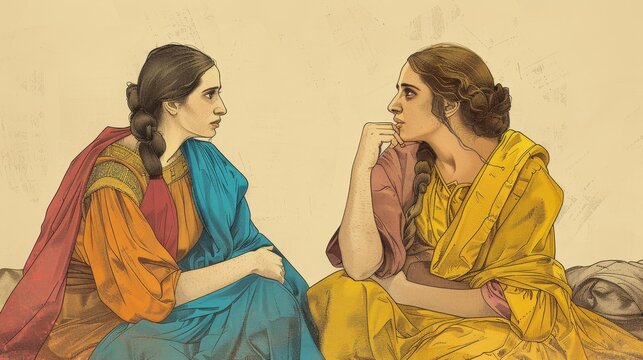 Genesis,Jacob's Children,High-Quality Art of Leah and Rachel's Competition, Vibrant Colors, Editorial Quality,Christian banner