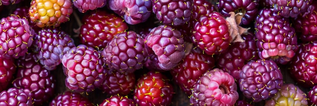 Loganberry texture background, Rubus loganobaccus fruits pattern, many logan berry mockup