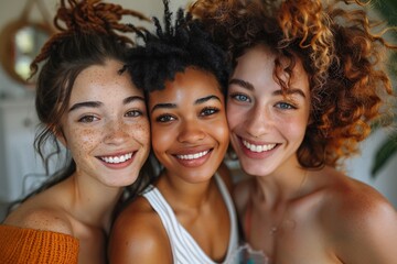 Happy Friends Smiling Together Outdoors