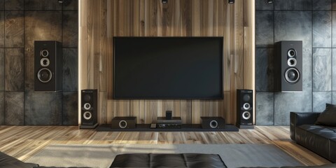 Living room with TV and speakers, perfect for movie nights or gaming