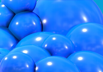 3D balls bubble blue color glossy 3d render shepres ball group background