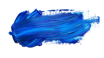 Blue stroke of paint brush on white background