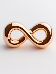 Gold infinity symbol isolated on white background.
