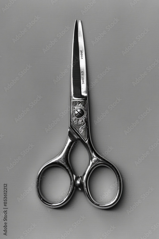Poster a pair of scissors resting on a table, ready for use