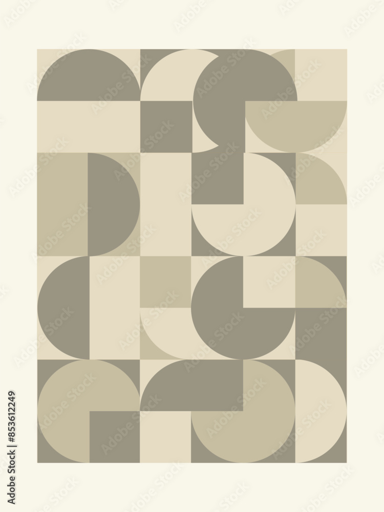 Poster abstract geometric artwork design with simple shapes and figures. vertical pattern graphics with geo