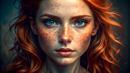 A Beautiful Young Woman With Freckles And Red Hair