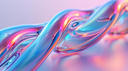 Naklejka premium Abstract iridescent swirl of liquid, pink and blue colors.