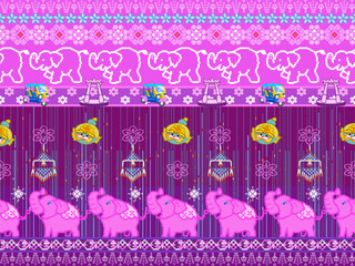 Elephant pattern, geometric pattern fabric
Local fabrics, tiles, carpets, traditional sarongs with seamless patterns using geometric and animal shapes.