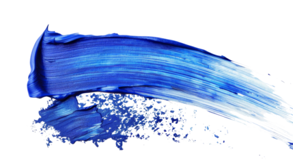 Blue stroke of paint brush on white background