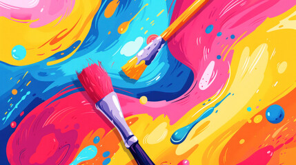 Obraz premium illustration art painting using brush